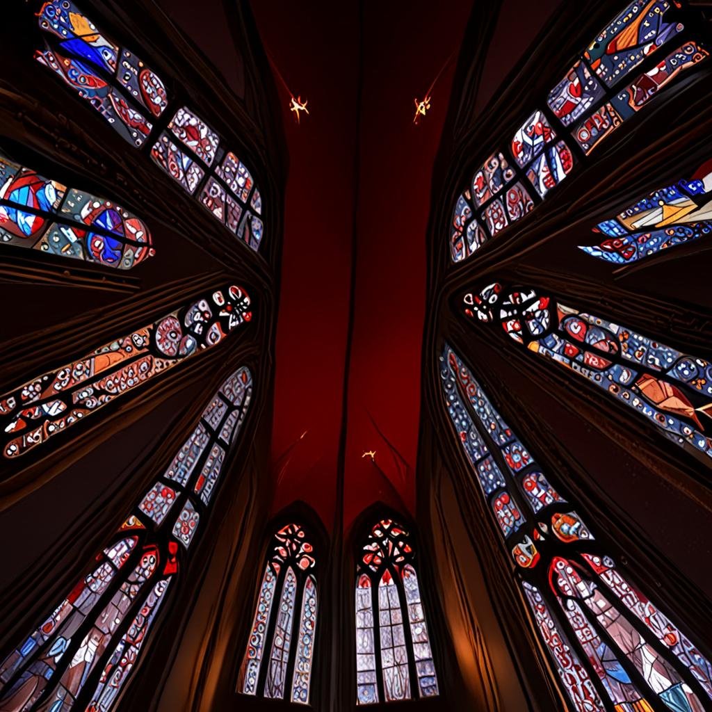 AI architecture photography - Gothic cathedral interior vaulted ceiling stained glass - VOID AI bulk image creator