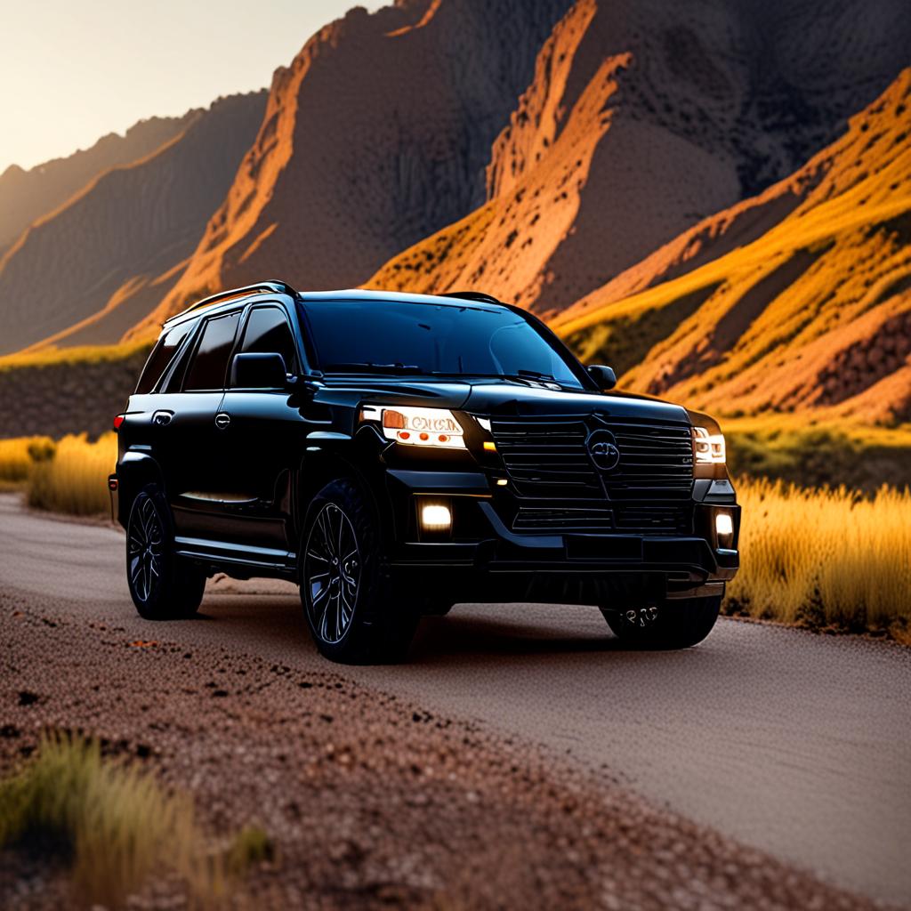 AI car photography - black SUV mountain road premium automotive commercial shoot - VOID AI bulk image creator