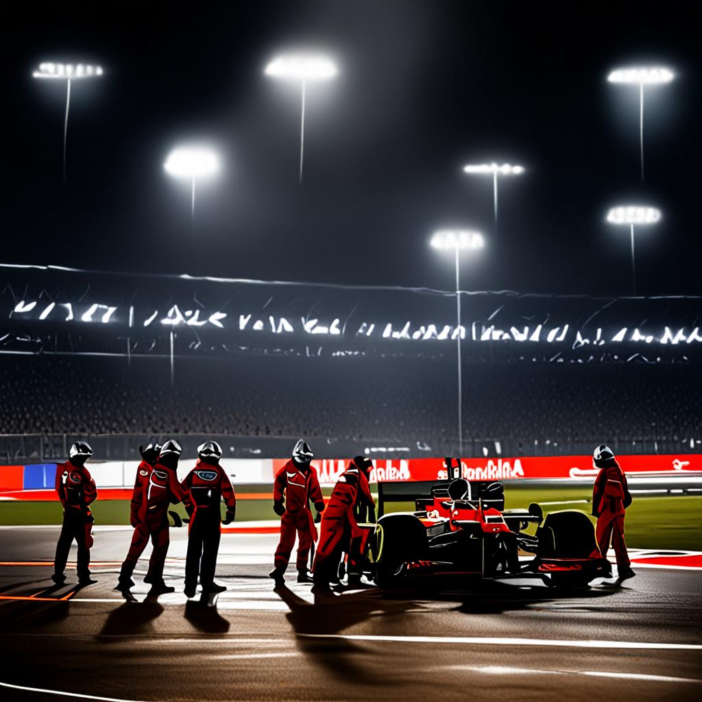 AI motorsport photography - F1 starting grid night race dramatic shot - VOID AI bulk image creator