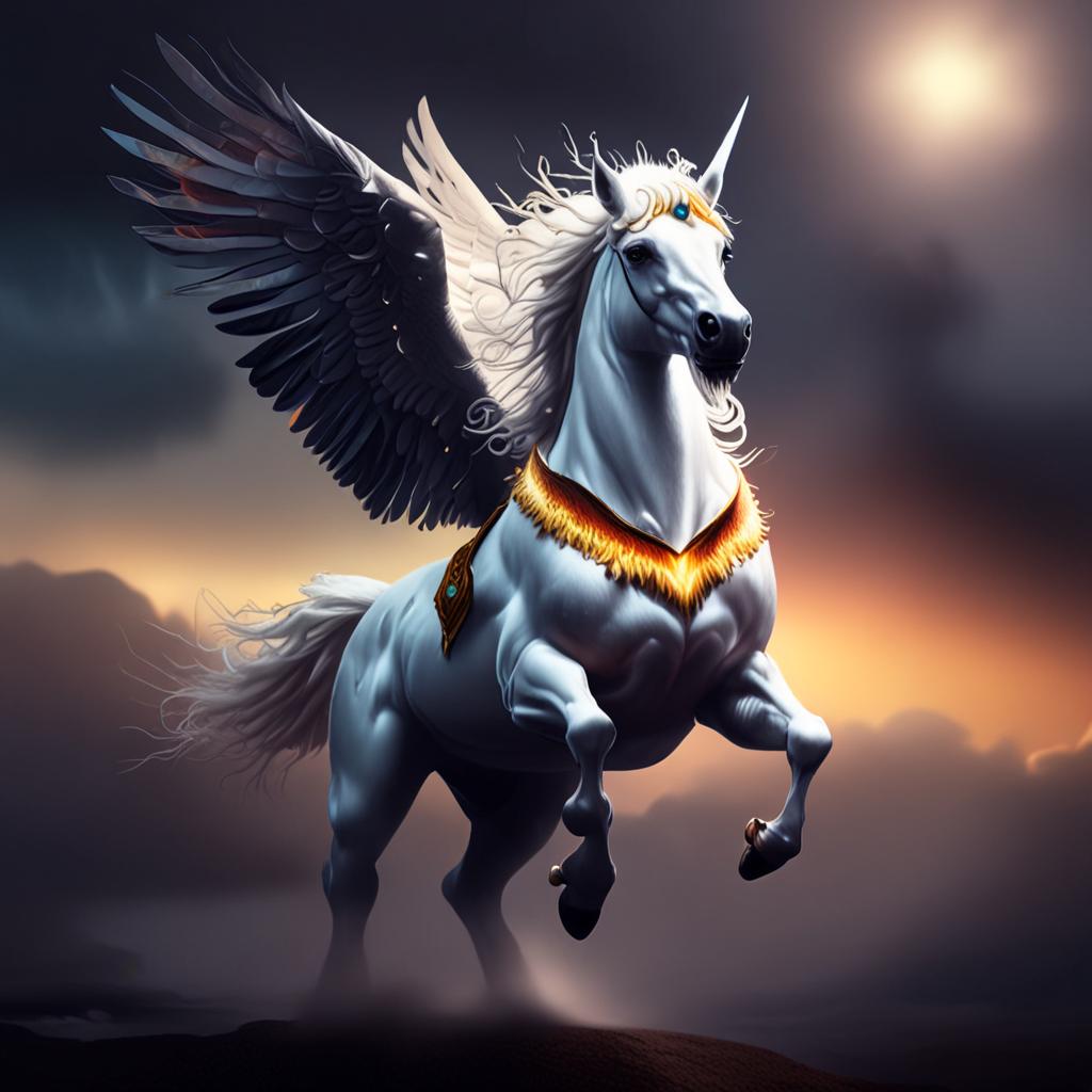 AI fantasy digital art - magical unicorn eagle race epic storm cloud composition - VOID AI bulk image creator