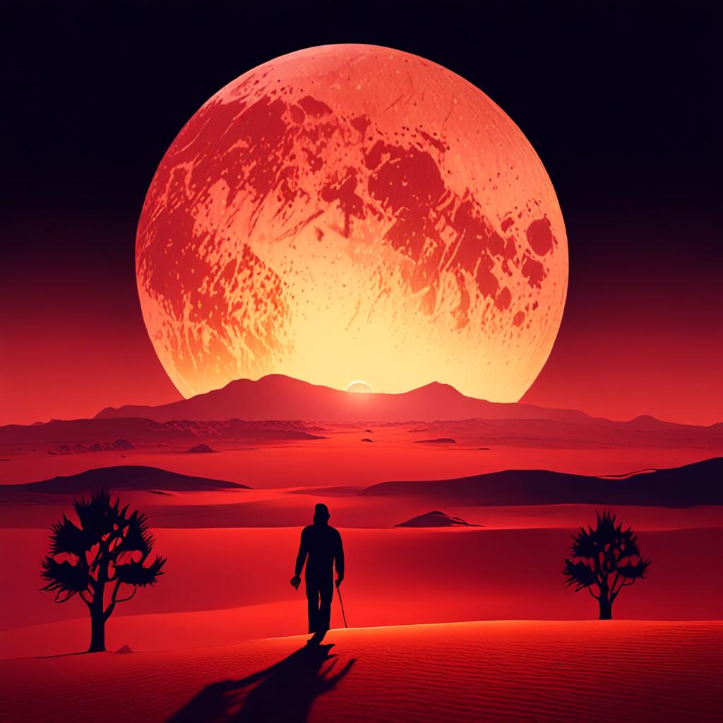 AI music artwork - cinematic album cover silhouette moon desert surreal art - VOID AI bulk image creator