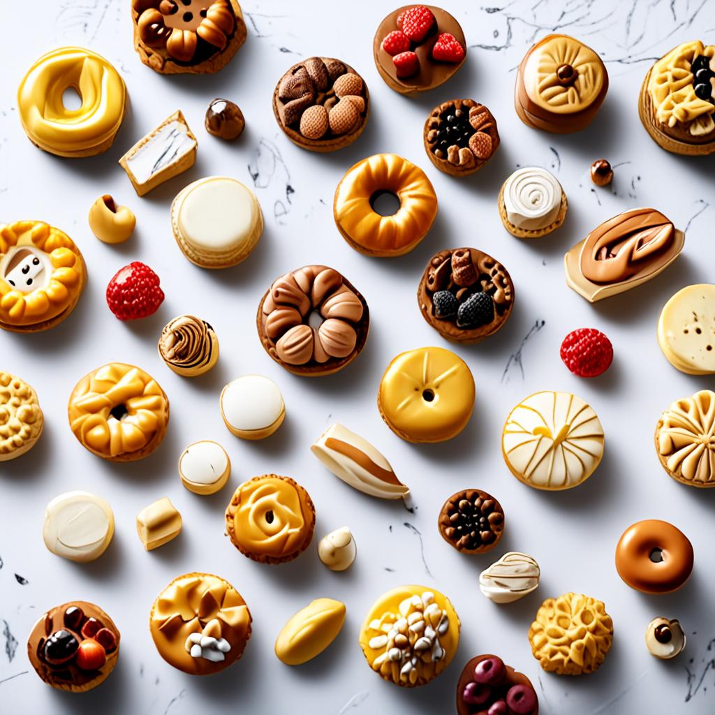 AI food photography - elegant French patisserie pastry selection on white marble - VOID AI bulk image creator