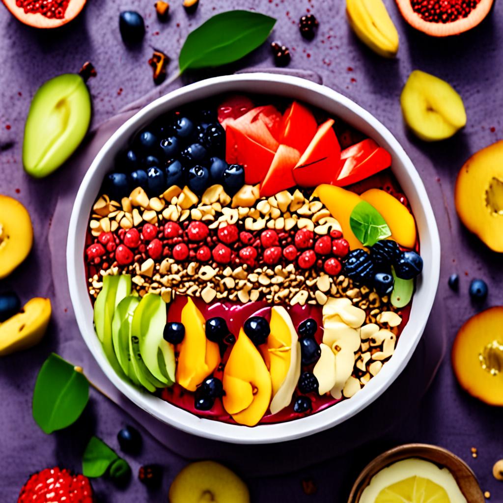 AI food photography - vibrant acai bowl topped with tropical fruits and granola - VOID AI bulk image creator
