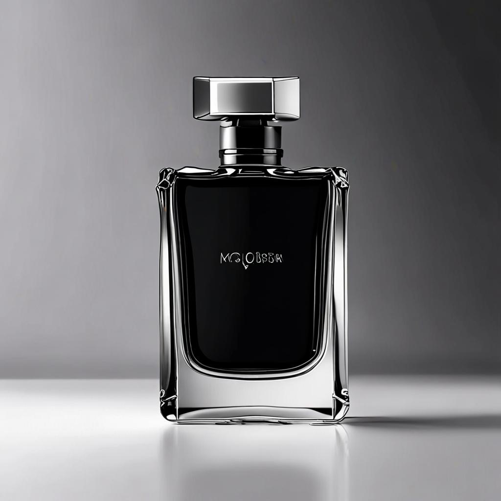 AI product photography - luxury black perfume bottle white studio background - VOID AI bulk image creator