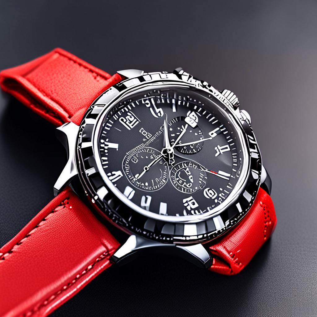 AI product photography - red luxury wristwatch product macro photography - VOID AI bulk image creator