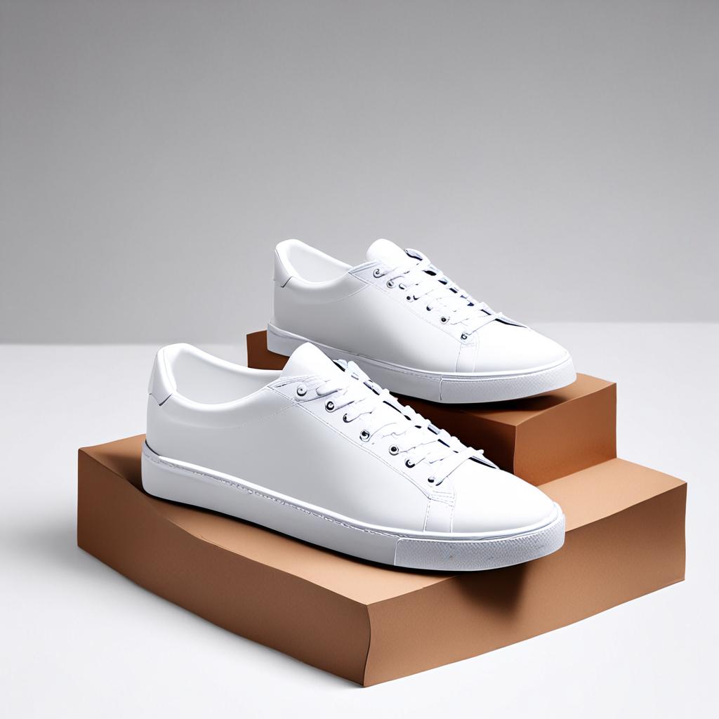 AI product photography - white minimalist sneakers on clean white background - VOID AI bulk image creator